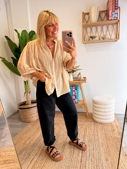 Blouse MAÉ voile de coton beige