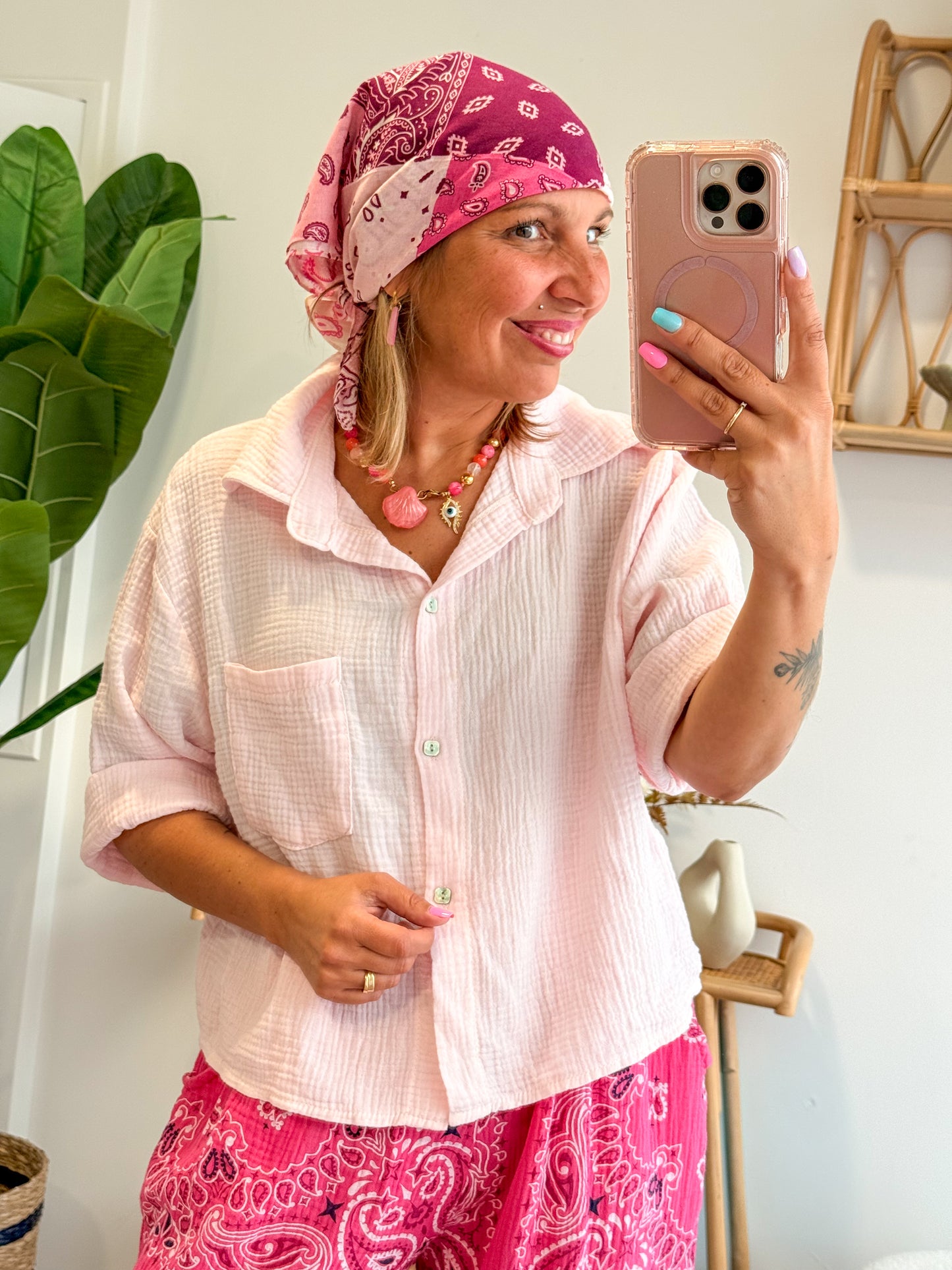Chemise SWEET gaze de coton rose