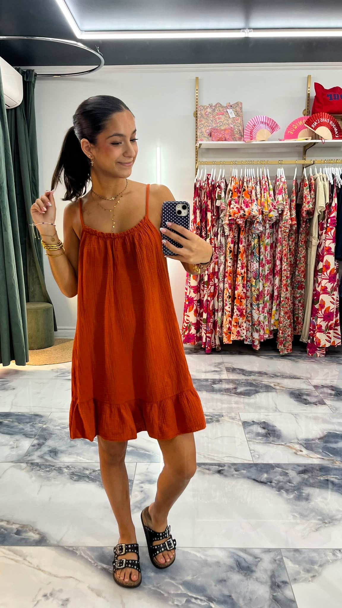 Robe LOLA gaze de coton terracota