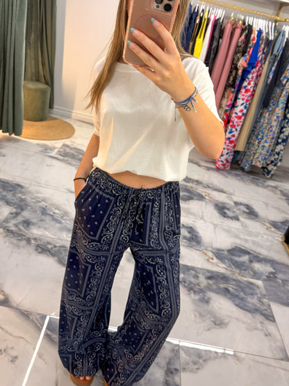 Pantalon FLUIDE BANDANA Marine
