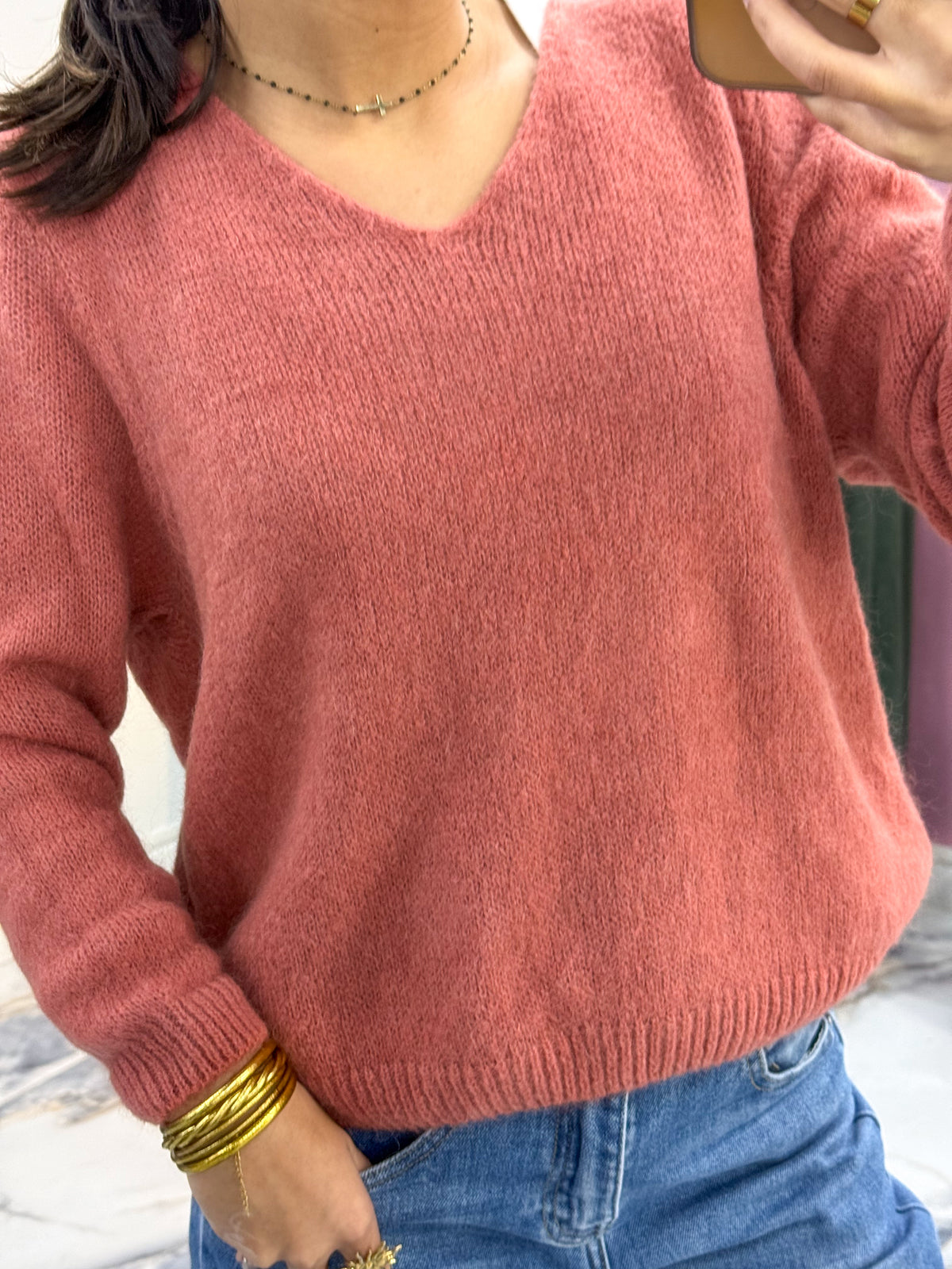 Pull COCO alpaga bois de rose