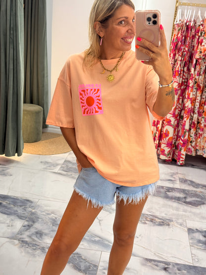 T-shirt LE SOLEIL orange pastel