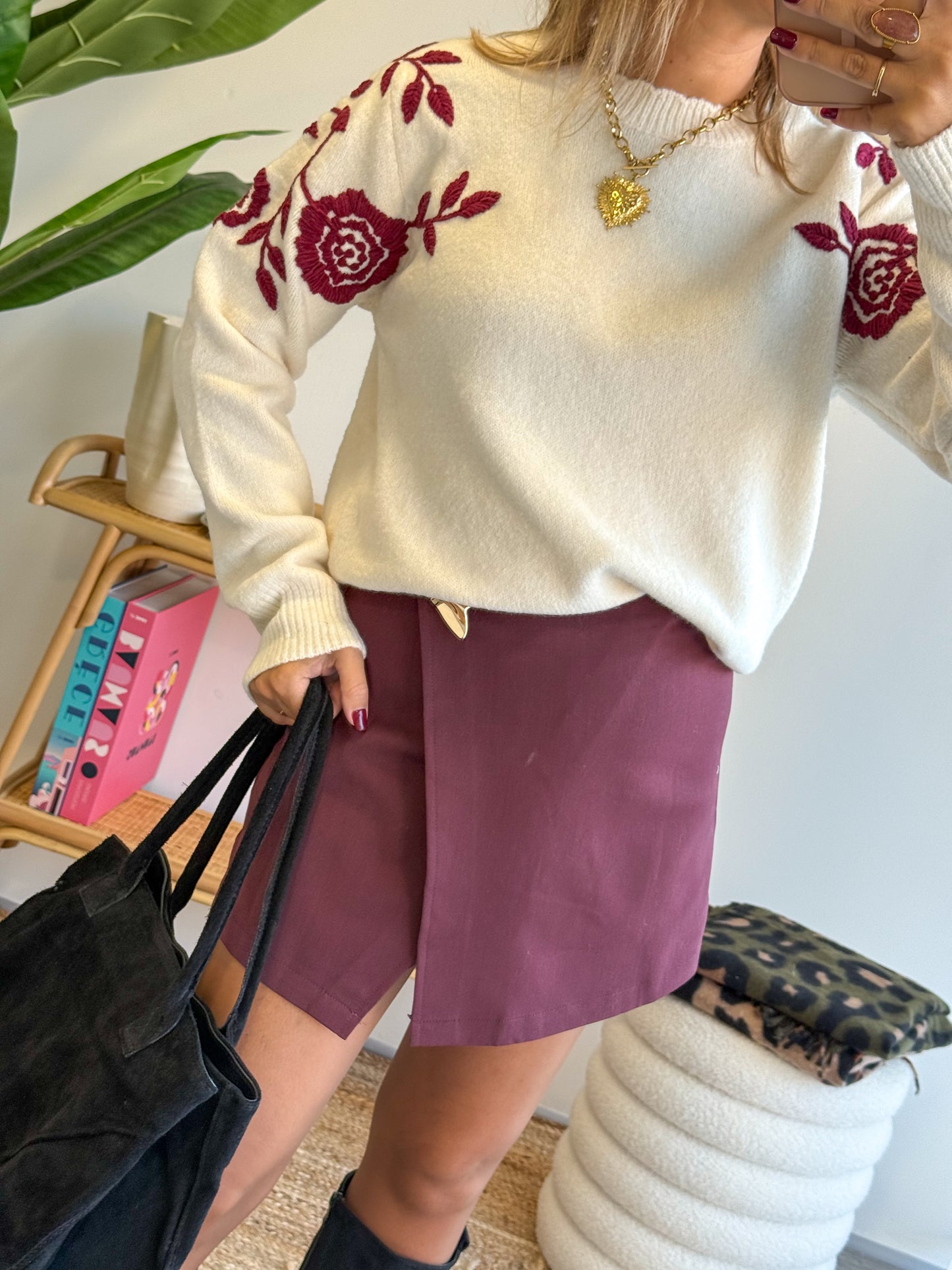 Jupe short NAOMIE Bordeaux