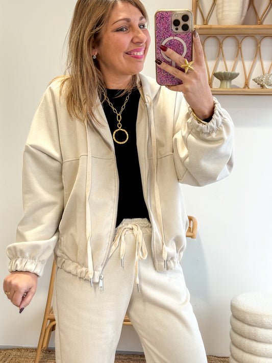 Veste zip SUEDINE beige