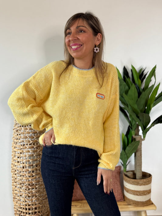 Pull GOOD VIBES jaune