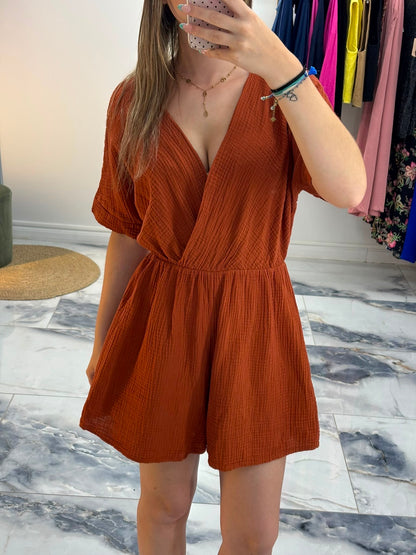 Combishort SANDY gaze de coton terracota