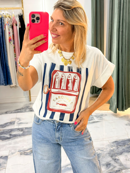 T-shirt SARDINES blanc