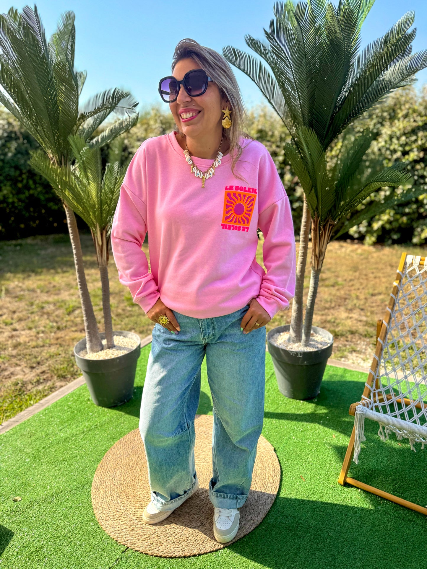 Sweat SOLEIL rose- précommande envoi a partir du 27/08