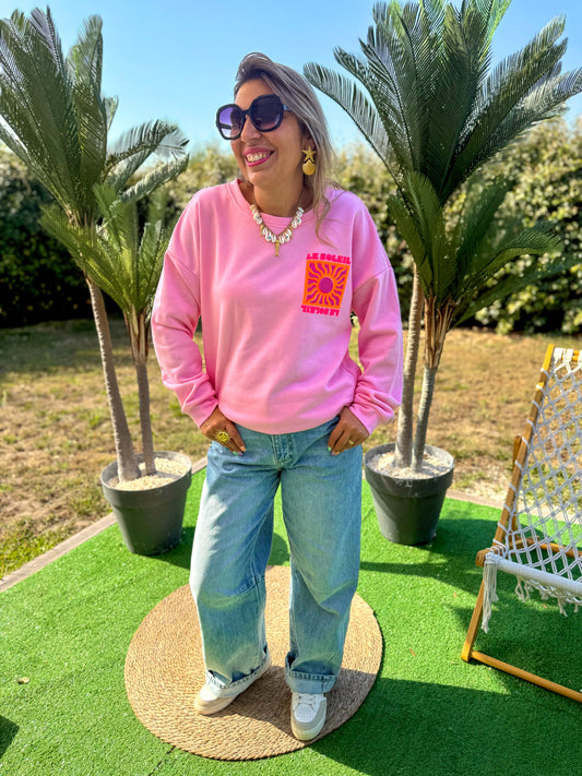 Sweat SOLEIL rose- précommande envoi a partir du 27/08