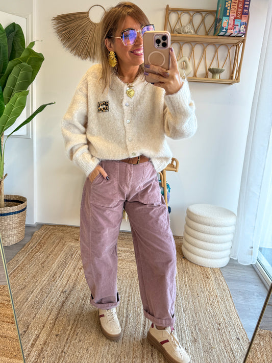 Pantalon ROMA VELOURS Vieux rose