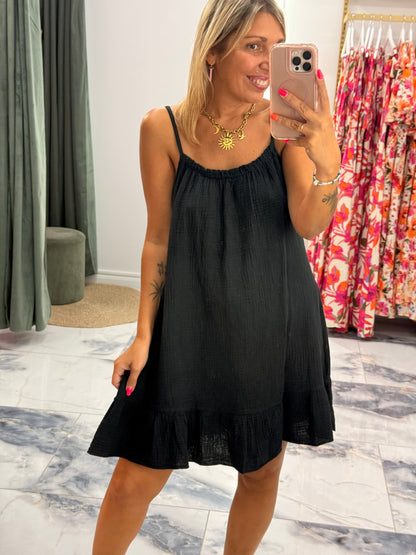 Robe LOLA gaze de coton noir