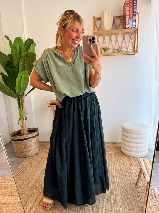 Jupe LOUISA voile de coton noir