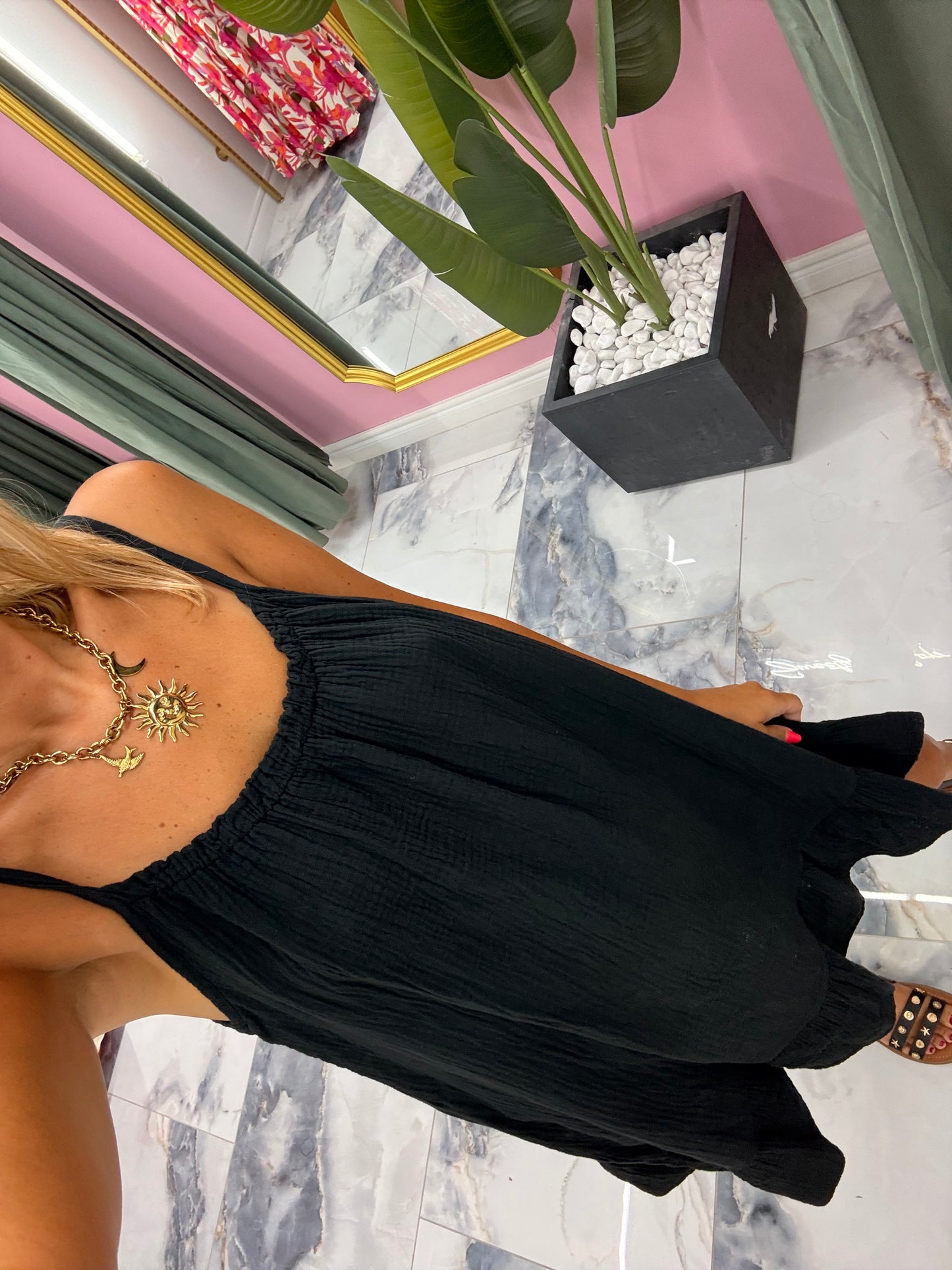 Robe LOLA gaze de coton noir
