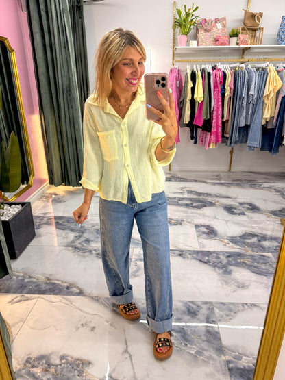 Chemise SWEET gaz de coton jaune