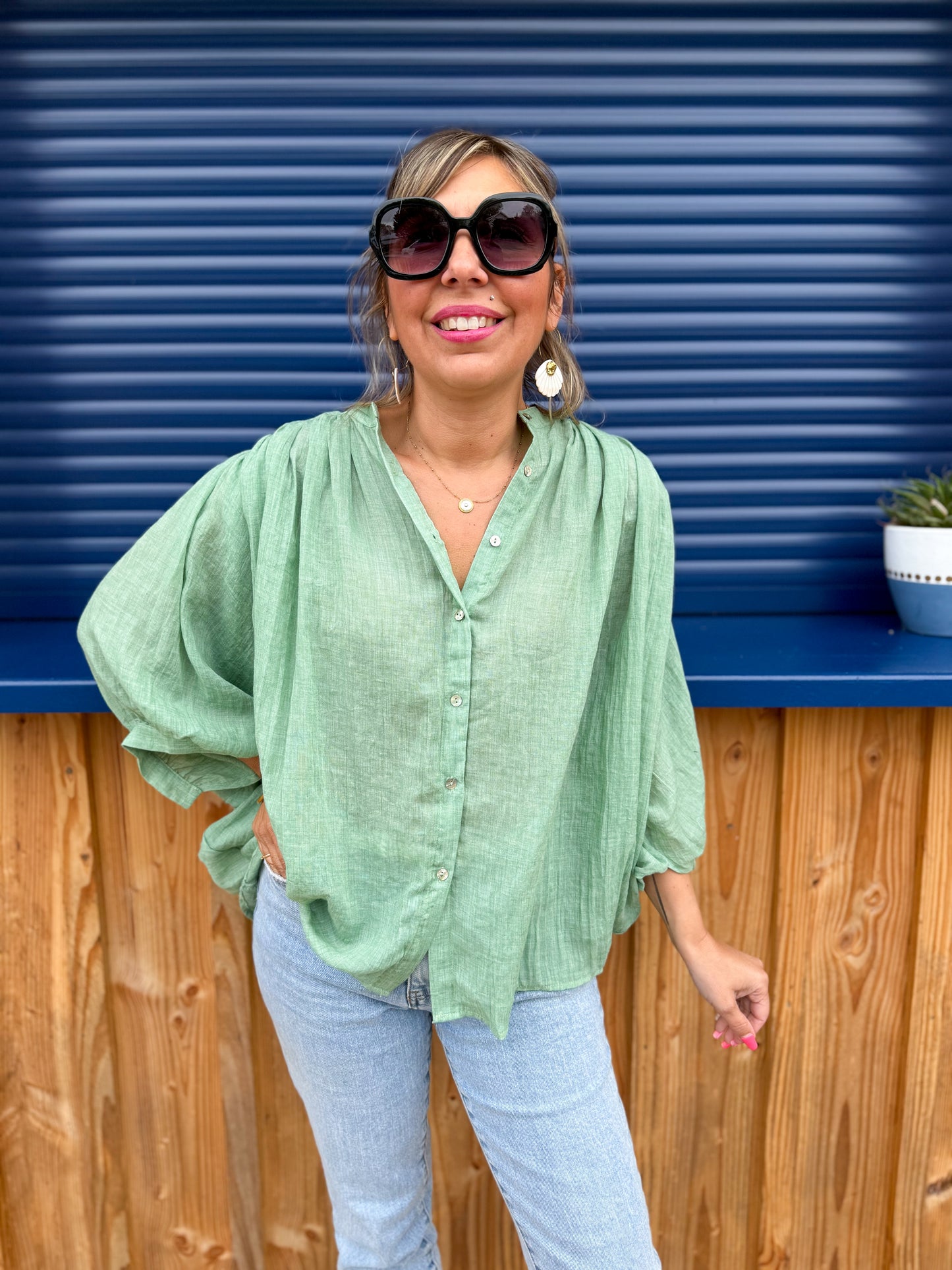 Blouse BELLA VITA vert amande