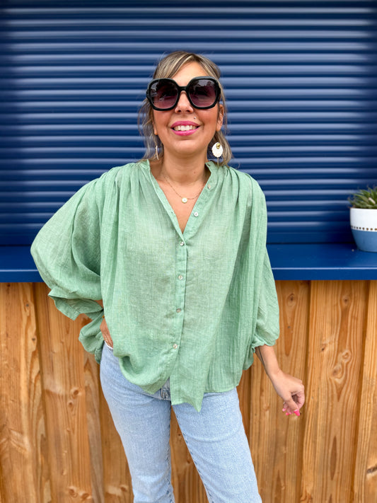 Blouse BELLA VITA vert amande