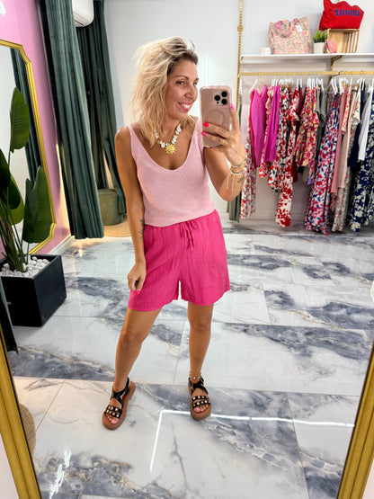 Short BASIC gaze de coton Fushia