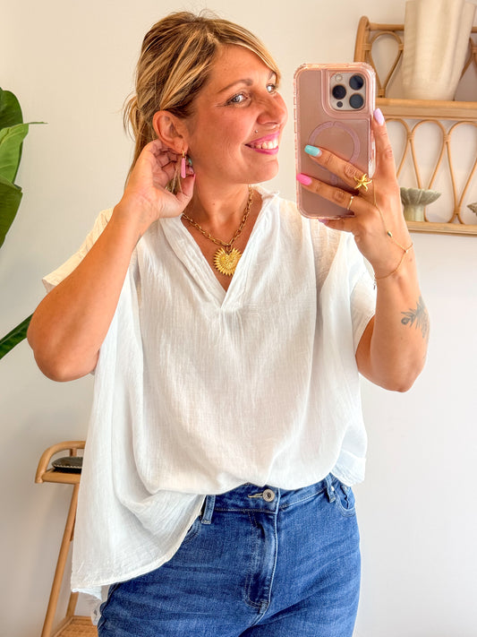 Blouse CAPRI voile de coton blanc