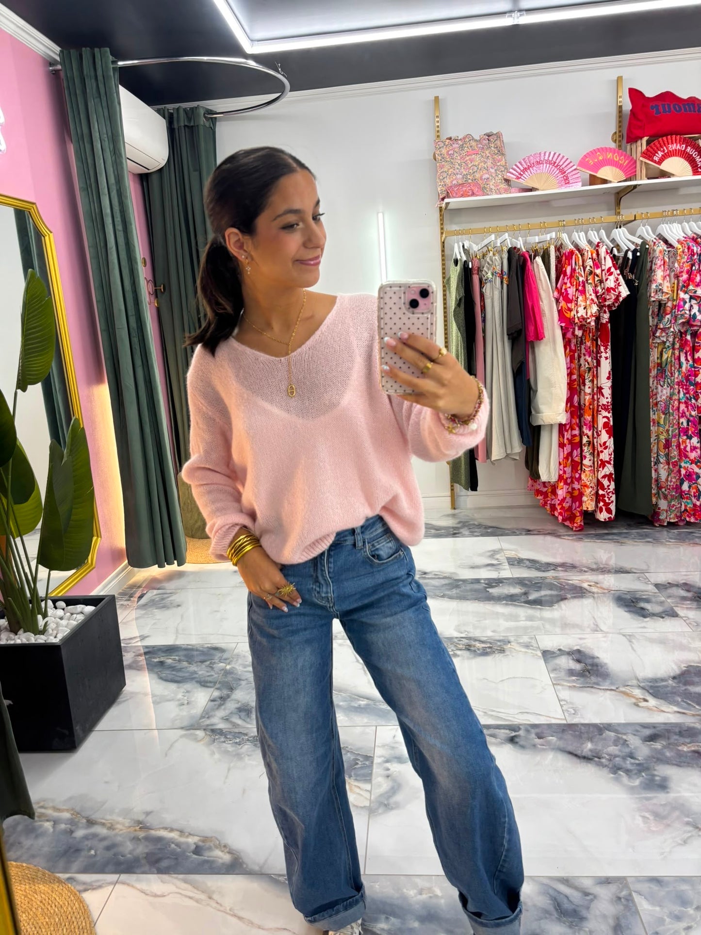 Pull COCO alpaga rose poudré