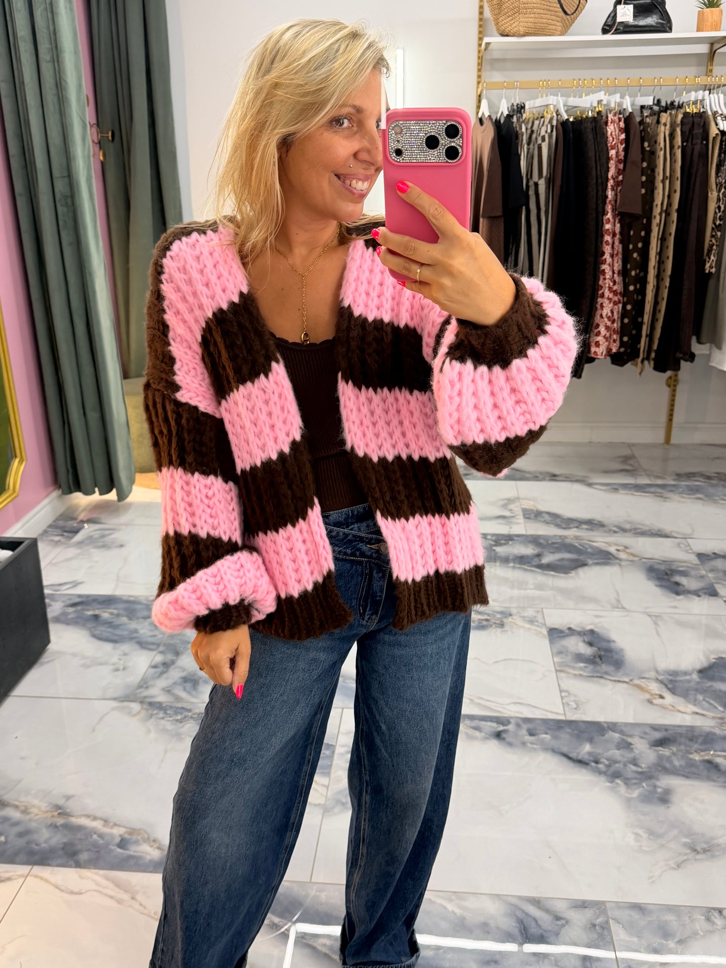 Gilet BONNIE rose/choco