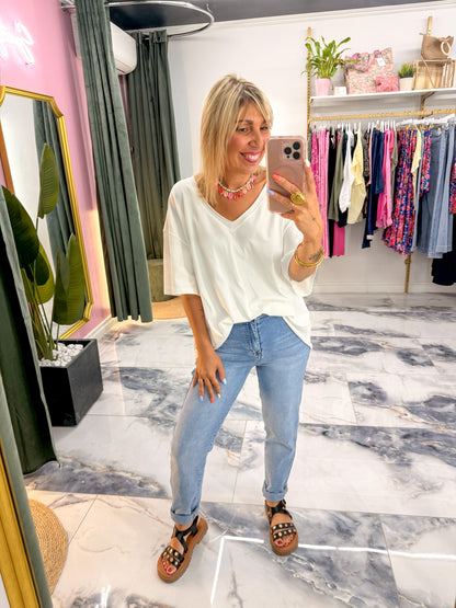 T-shirt CŒUR dentelle blanc