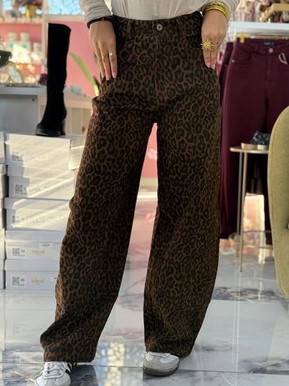 Pantalon SIENNA leopard marron
