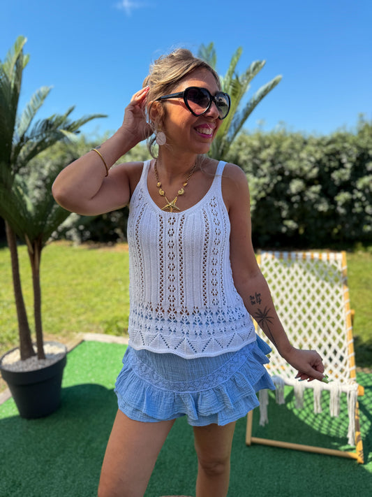 Jupe short CAPRI bleu ciel