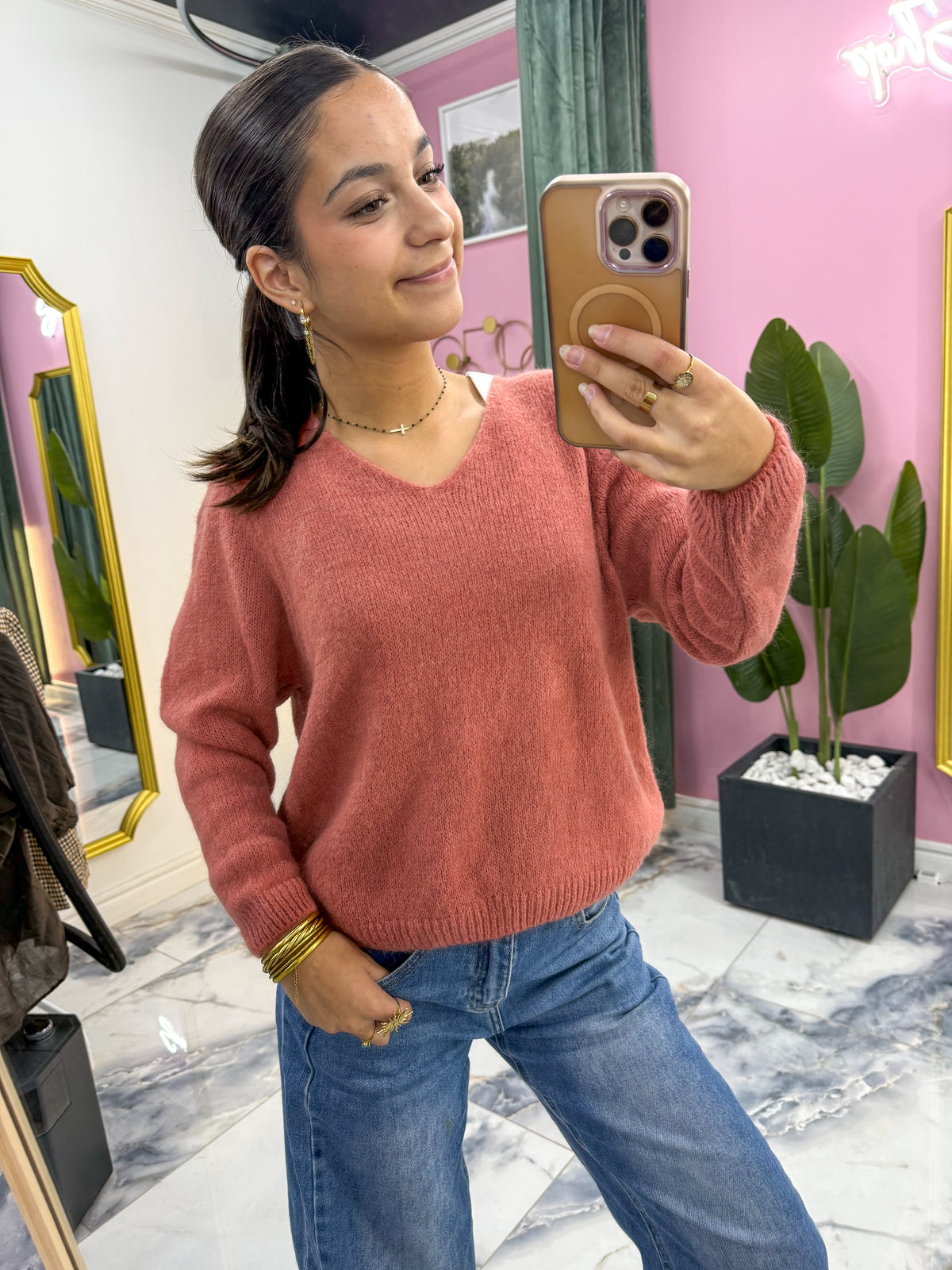 Pull COCO alpaga bois de rose