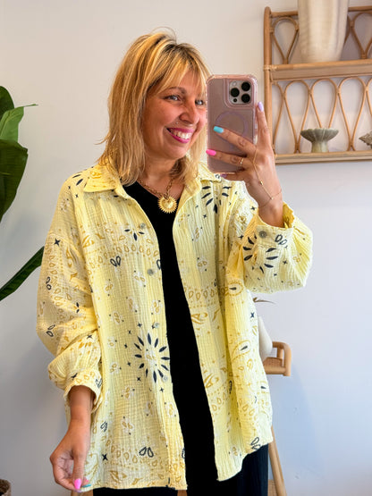Chemise BANDANA gaze de coton jaune