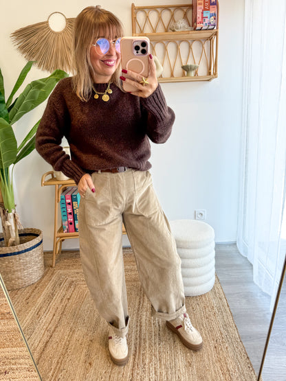 Pantalon ROMA VELOURS Beige