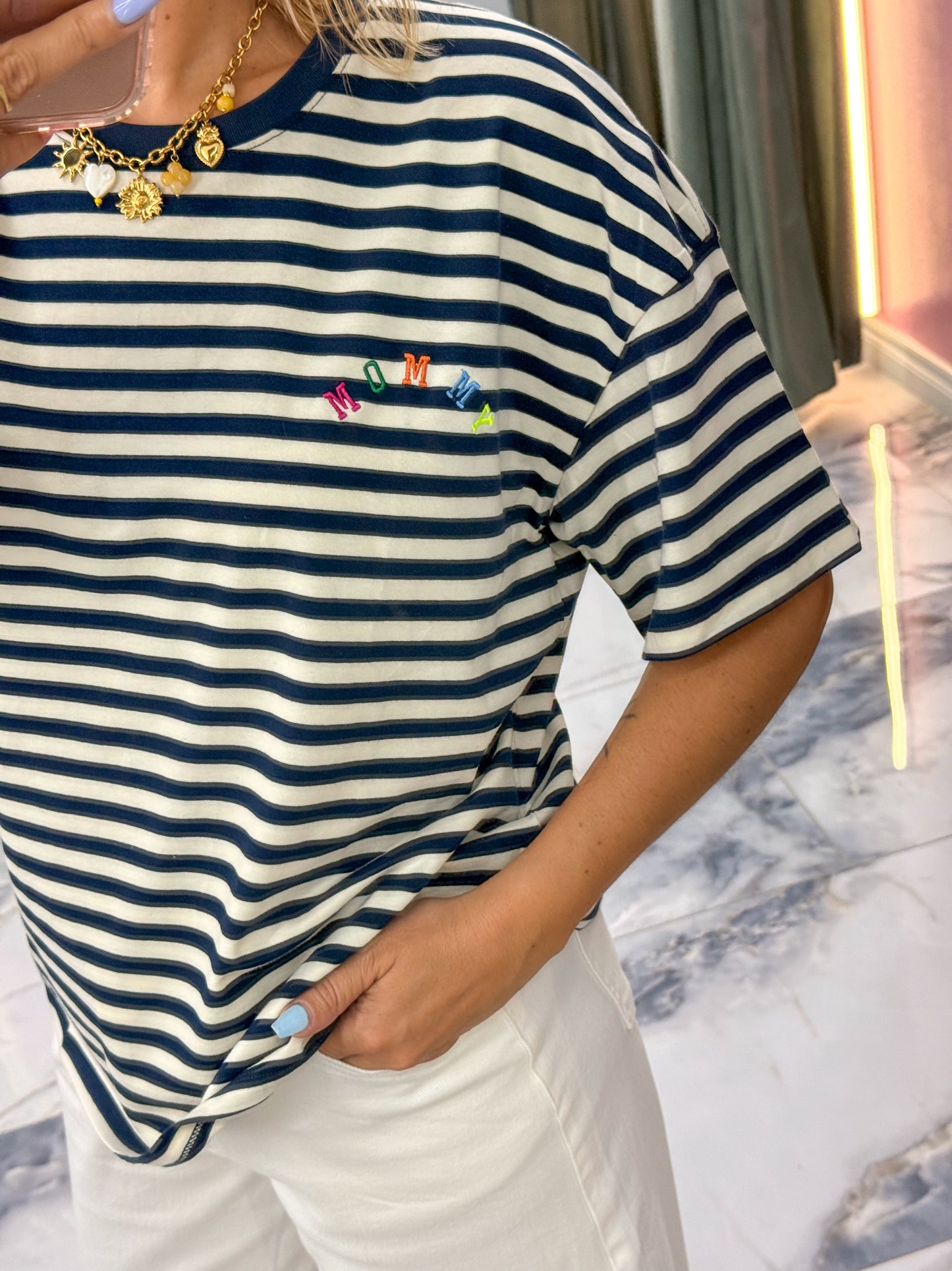 T-shirt MOMMY Bleu marine