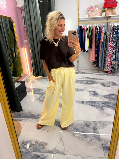 Pantalon JEANNETTE gaze de coton jaune