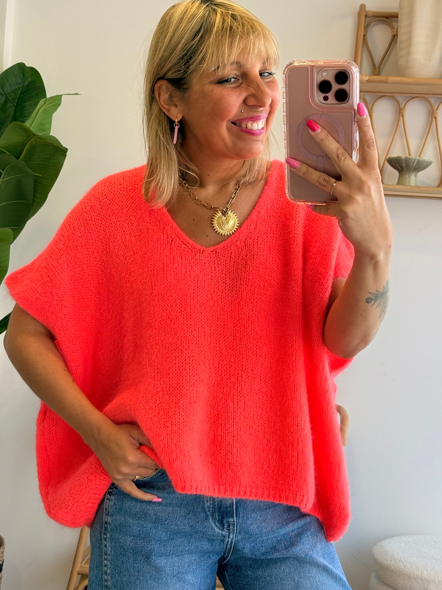 Pull ENZO corail Fluo