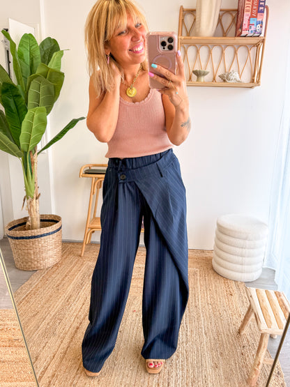 Pantalon TRENDY rayé marine