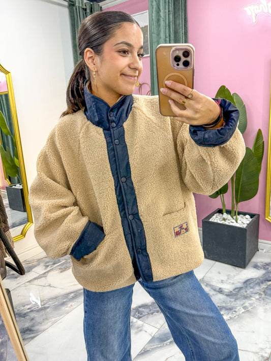 Veste NUAGE réversible marine/beige foncé