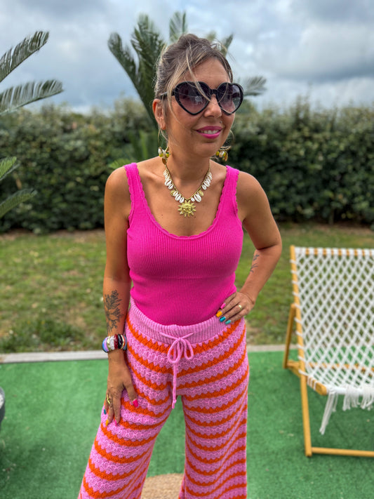 Pantalon laine ZIGGY rose orange