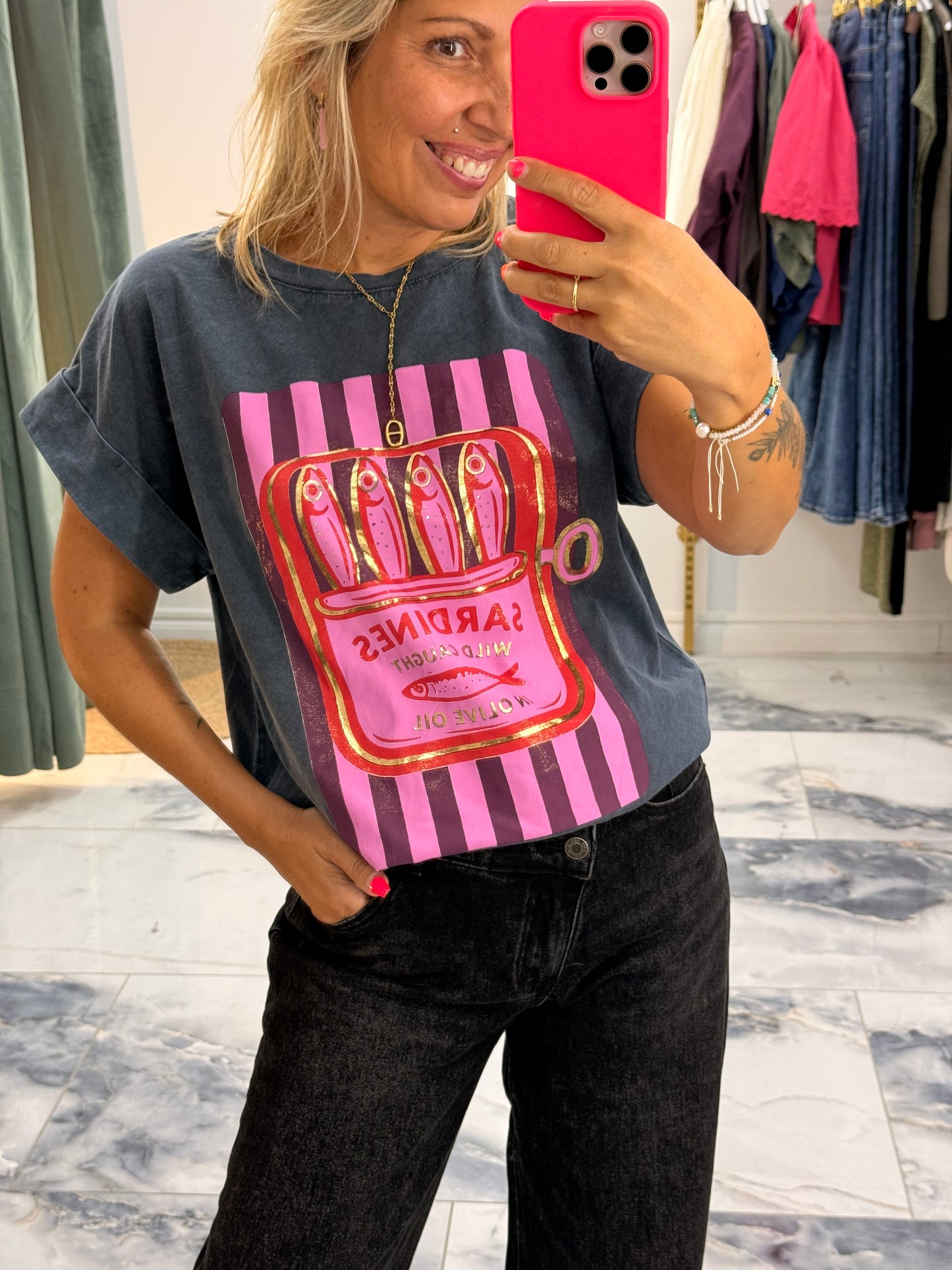 T-shirt SARDINES gris Fushia