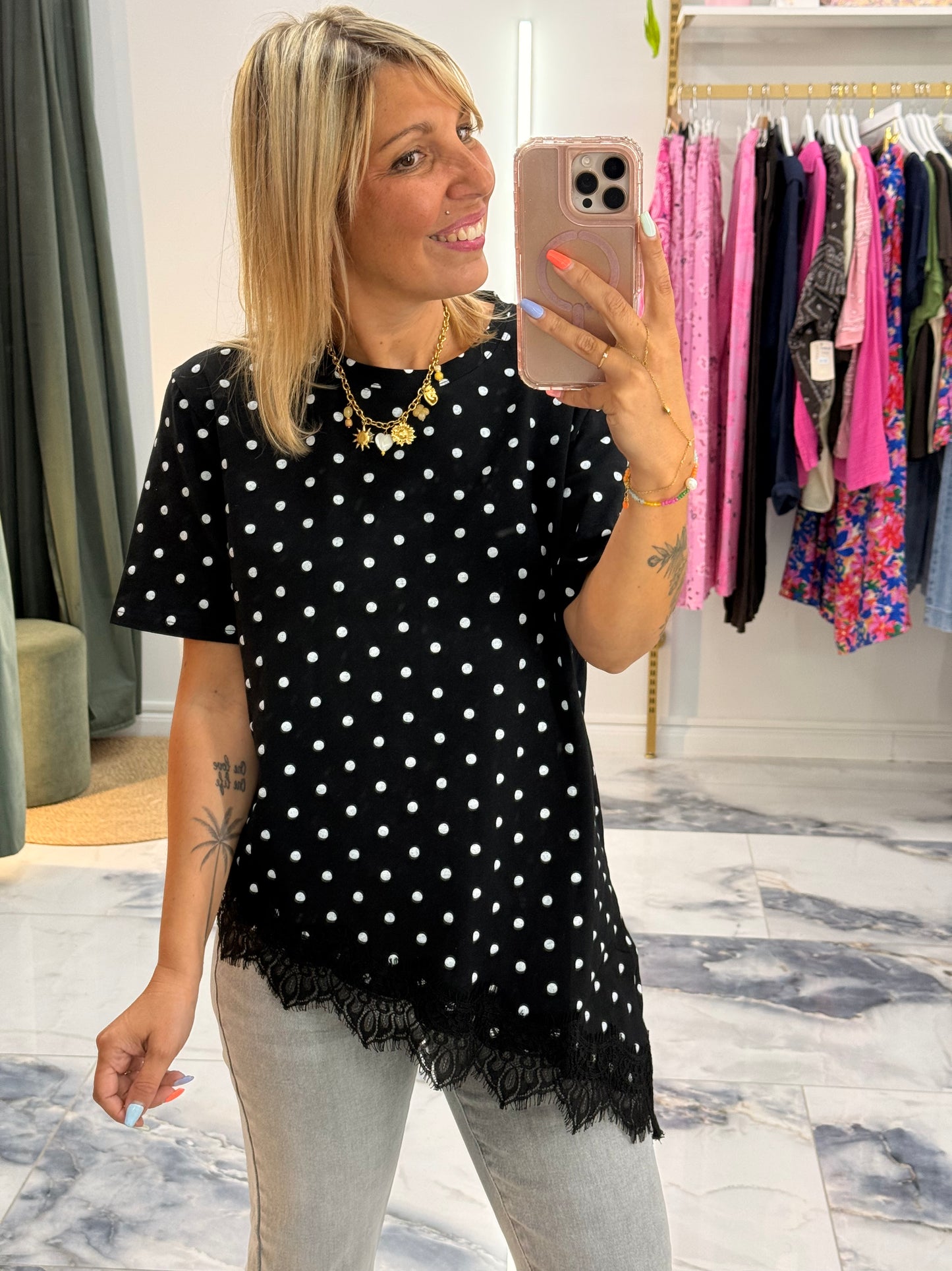 T-shirt DENTELLE Pois