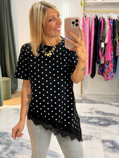 T-shirt DENTELLE Pois