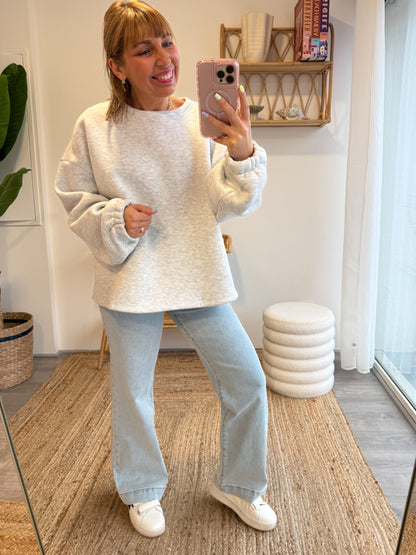 Sweat LOVELY gris/rouge