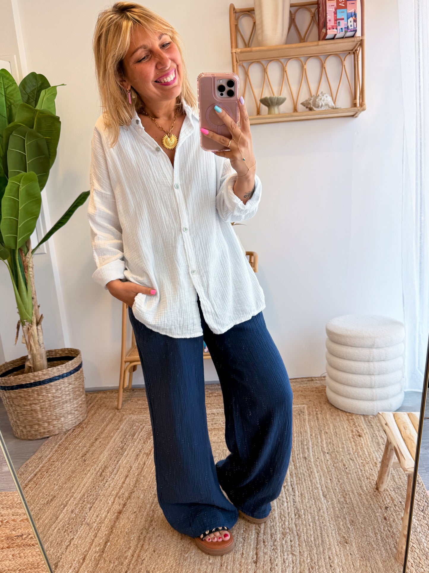 Chemise JEANNE gaze de coton blanc