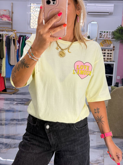 T-shirt LOVE L’AMOUR jaune