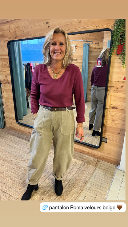 Pantalon ROMA velours beige