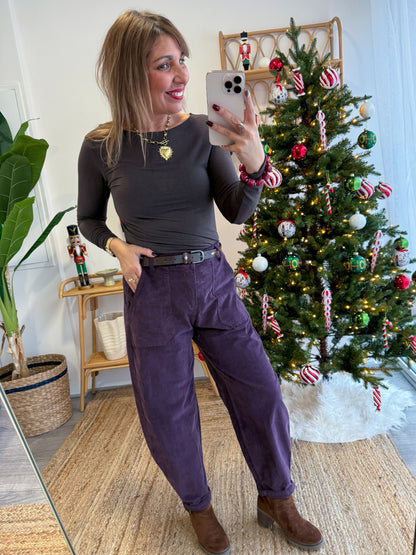 Pantalon ROMY VELOURS prune