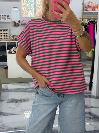 T-shirt MARINETTE rose/vert