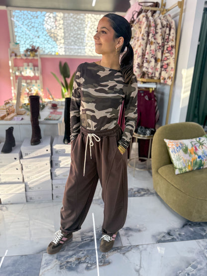 Top CACHEMIRE camouflage marron