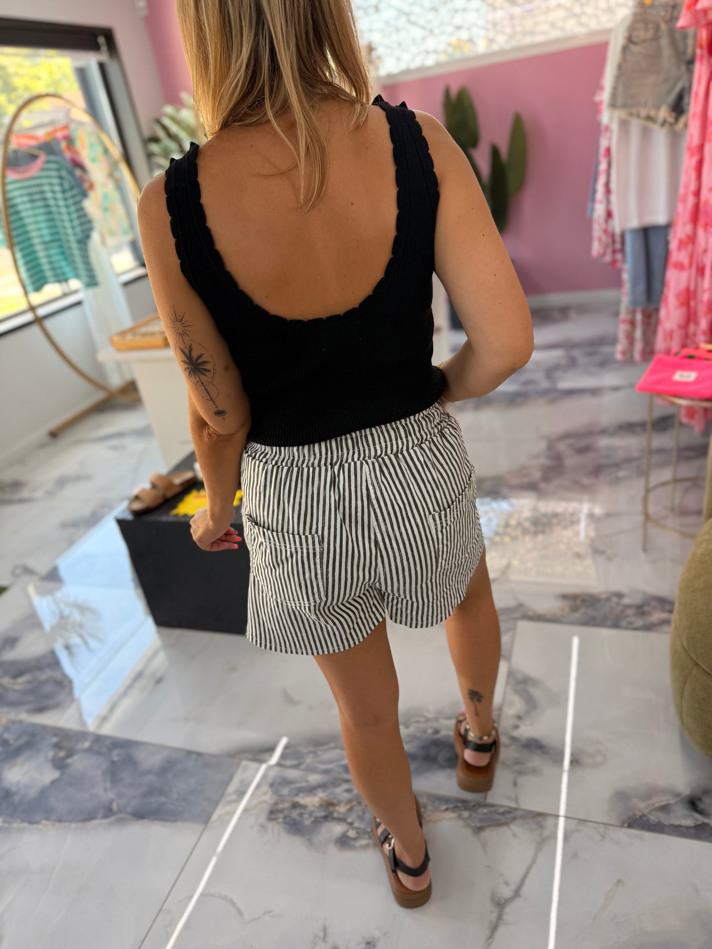 Short LOLY rayures gris
