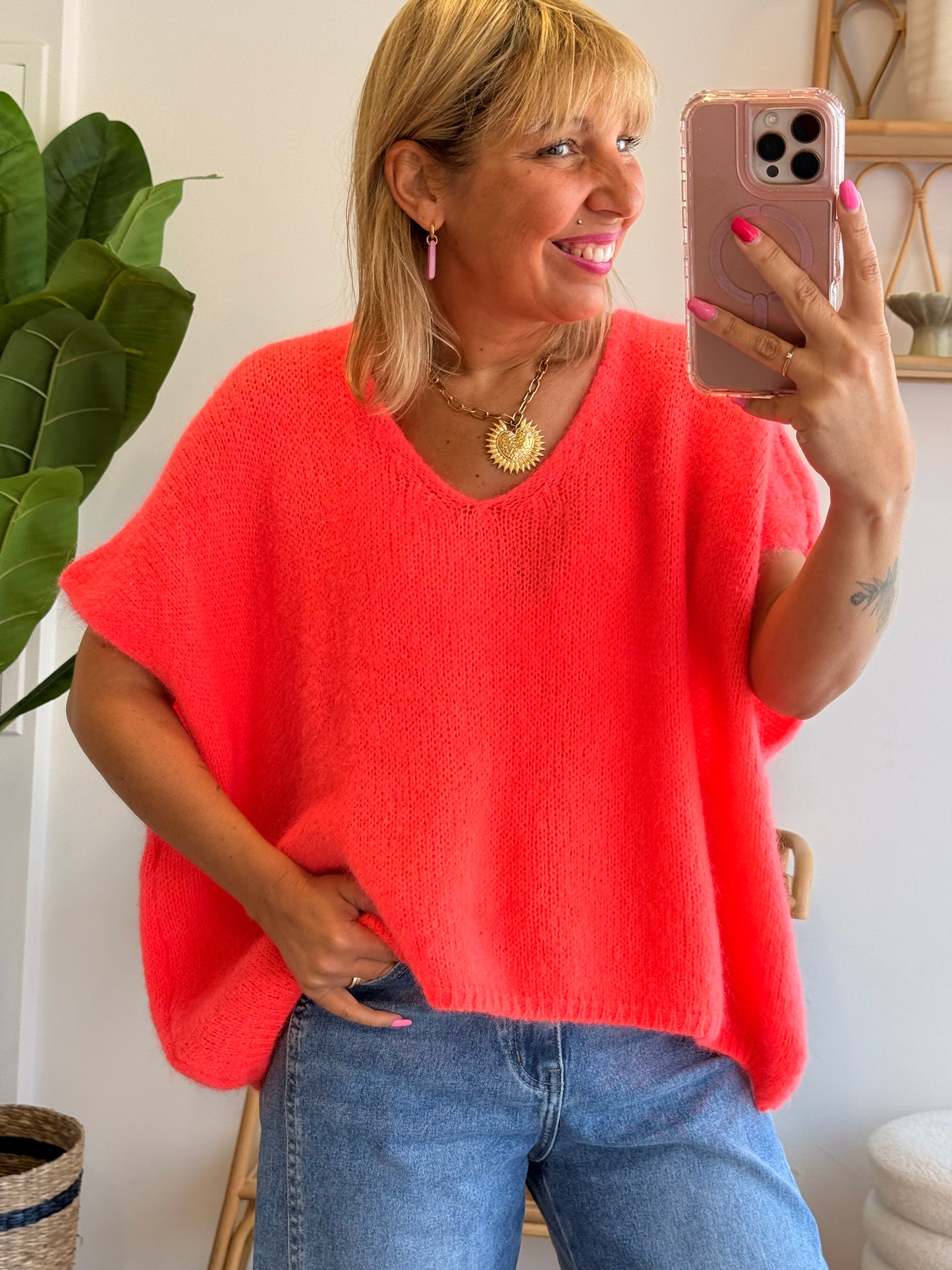 Pull ENZO corail Fluo