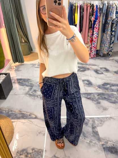 Pantalon FLUIDE BANDANA Marine