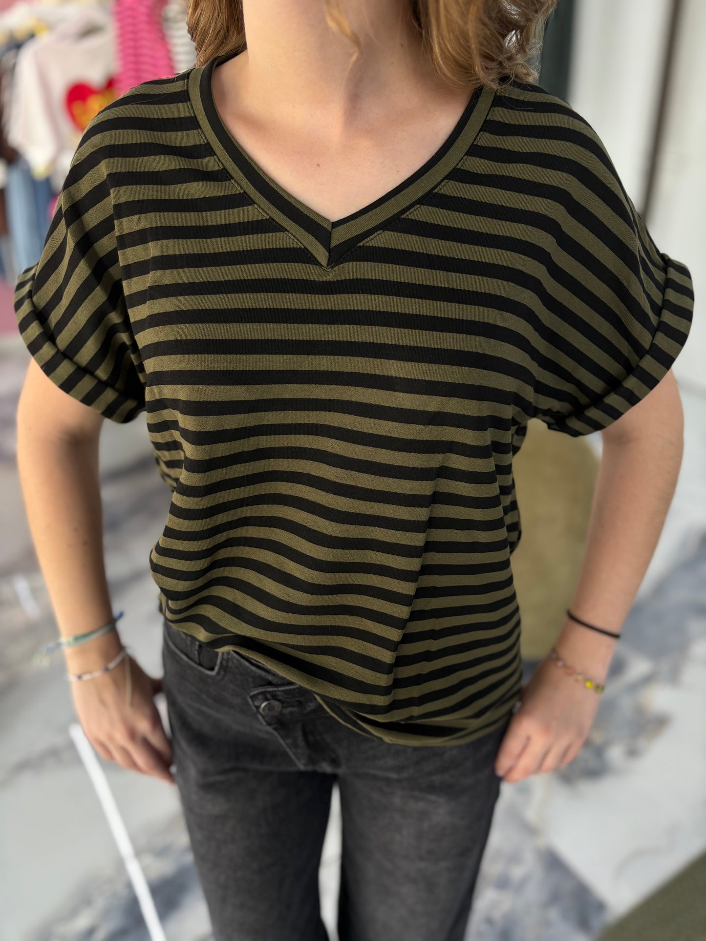 T-Shirt MARINETTE noir/kaki COLV V